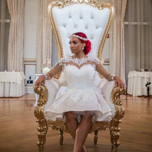 White Lace Cocktail Prom Homecoming Wedding Dress - Picture 3 of 5